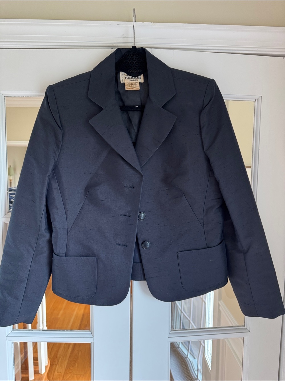 Hermes Navy Women’s Tailored Three Button Jacket